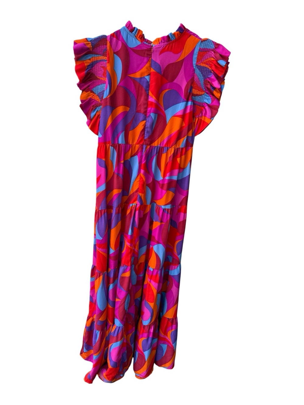 Vibrant Pink Multi-Color Ruffled Maxi Dress - Picture 3 of 3